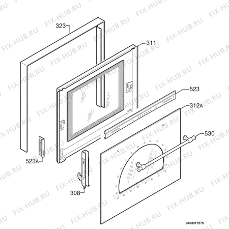 Взрыв-схема плиты (духовки) Zanussi ZBC747W - Схема узла Door 003